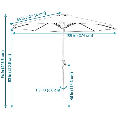 Sunnydaze 9-Foot Patio Umbrella - Push-Button Tilt and Crank Handle - Aluminum Pole and Polyester Shade Canopy - Beige