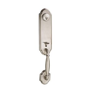better home products sea cliff front door handleset | exterior door handleset for right and left handed door - satin nickle