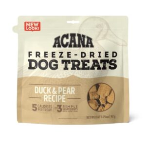 acana singles freeze dried dog treats, limited ingredient grain free duck & pear recipe, 3.25oz