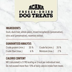 ACANA Singles Freeze Dried Dog Treats, Limited Ingredient Grain Free Duck & Pear Recipe, 3.25oz