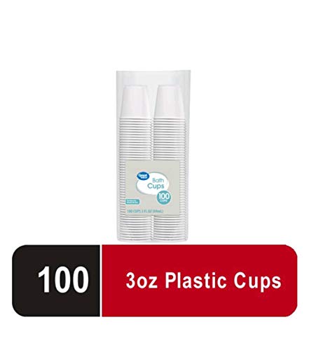 Bath Great Value 3 Oz White Plastic Cups, 100 Ct