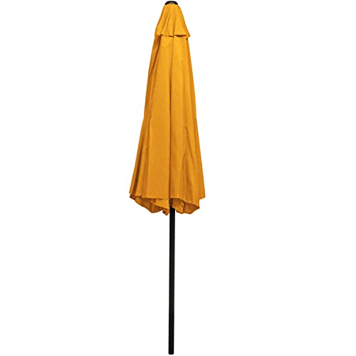 Sunnydaze 9-Foot Patio Umbrella - Push-Button Tilt and Crank Handle - Aluminum Pole and Polyester Shade Canopy - Gold