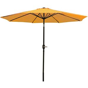 sunnydaze 9-foot patio umbrella - push-button tilt and crank handle - aluminum pole and polyester shade canopy - gold