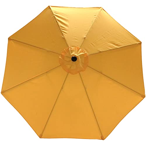 Sunnydaze 9-Foot Patio Umbrella - Push-Button Tilt and Crank Handle - Aluminum Pole and Polyester Shade Canopy - Gold