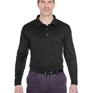 UltraClub Adult Cool & Dry Sport Long-Sleeve Polo 3XL BLACK