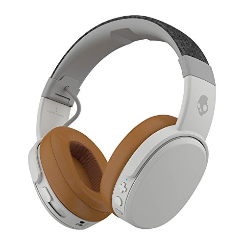 Skullcandy Crusher Over-Ear Wireless Headphones with Sensory Bass, 40 Hr Battery, Microphone, Works with iPhone Android and Bluetooth Devices - Grey/Tan (Discontinued by Manufacturer)