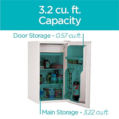 BLACK+DECKER BCRK32W Compact Refrigerator Energy Star Single Door Mini Fridge with Freezer, 3.2 Cubic Ft., White