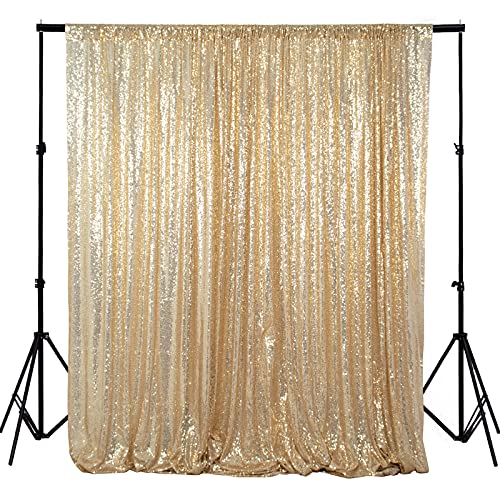 ShiDianYi 8ft X 8ft,Light Gold Sequin Backdrops, Light Gold Sequin Photo Booth Backdrop, Party Backdrops,Wedding Backdrops, Sparkling Photography Prop