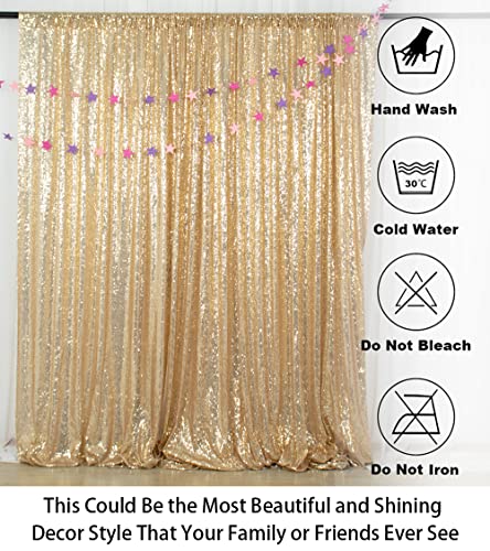 ShiDianYi 8ft X 8ft,Light Gold Sequin Backdrops, Light Gold Sequin Photo Booth Backdrop, Party Backdrops,Wedding Backdrops, Sparkling Photography Prop