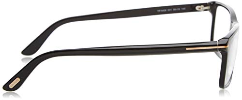 TOM FORD Men's TF 5408 001 Black Clear Rectangular Eyeglasses 56mm, Shiny Black, Shiny Rose Gold "T" Logo, 56/16/145