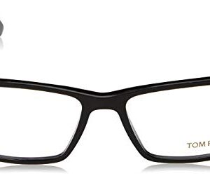 TOM FORD Men's TF 5408 001 Black Clear Rectangular Eyeglasses 56mm, Shiny Black, Shiny Rose Gold "T" Logo, 56/16/145