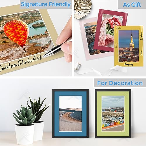 Golden State Art, Pack of 10 Mix Pre-Cut 5x7 Picture Mat for 4x6 Photo with White Core Bevel Cut Mattes Sets. Includes 10 High Premier Acid Free Bevel Cut Matts & 10 Backing Board & 10 Clear Bags