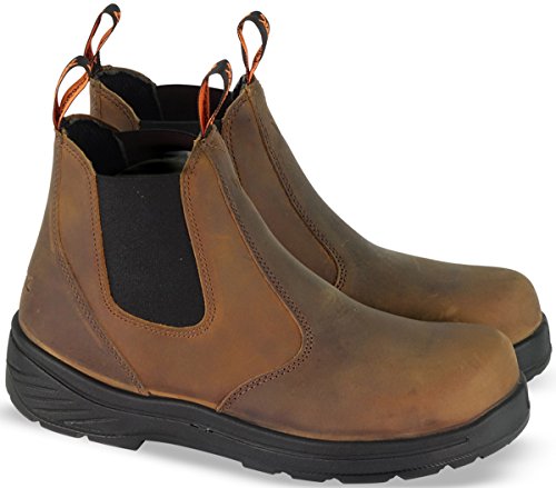 Thorogood Thoro-Flex 6” Slip On Composite Toe Work Boots for Men - Premium Leather with Slip-Resistant Outsole and Scuff-Free Translucent Bottom; EH Rated, Trail Crazyhorse - 13 M US