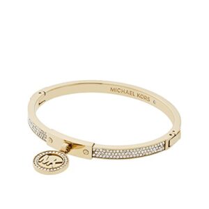 michael kors women's gold-tone stainless steel pavé hinged bangle bracelet (model: mkj5976710)