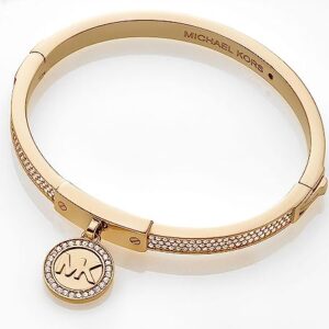 Michael Kors Women's Gold-Tone Stainless Steel Pavé Hinged Bangle Bracelet (Model: MKJ5976710)