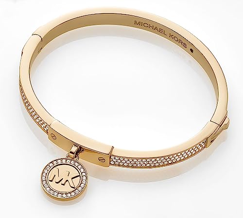 Michael Kors Women's Gold-Tone Stainless Steel Pavé Hinged Bangle Bracelet (Model: MKJ5976710)
