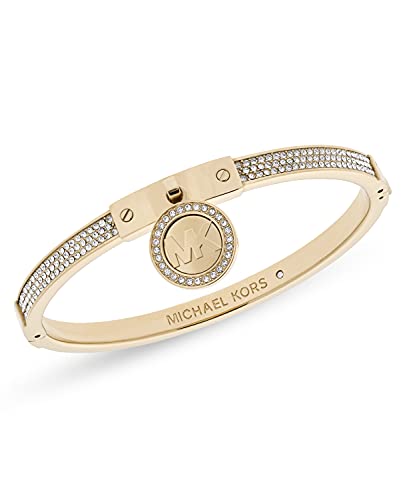 Michael Kors Women's Gold-Tone Stainless Steel Pavé Hinged Bangle Bracelet (Model: MKJ5976710)