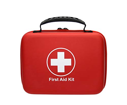 Compact First Aid Kit (228pcs) Designed for Family Emergency Care. Waterproof EVA Case and Bag is Ideal for The Car, Home, Boat, School, Camping, Hiking, Office, Sports. Protect Your Loved Ones. Red