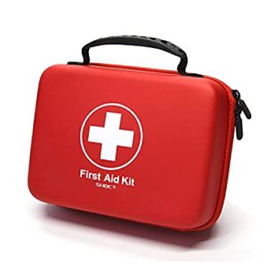 Compact First Aid Kit (228pcs) Designed for Family Emergency Care. Waterproof EVA Case and Bag is Ideal for The Car, Home, Boat, School, Camping, Hiking, Office, Sports. Protect Your Loved Ones. Red