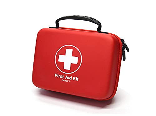 Compact First Aid Kit (228pcs) Designed for Family Emergency Care. Waterproof EVA Case and Bag is Ideal for The Car, Home, Boat, School, Camping, Hiking, Office, Sports. Protect Your Loved Ones. Red