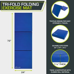 ProsourceFit Tri-Fold Folding Exercise Mat - Blue, ps-1952-tfm-blue