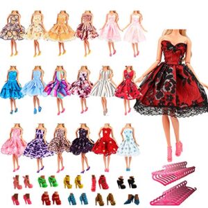 barwa 5 pcs fashion mini short party dresses clothes and accessories 5 shoes 5 hanger for 11.5 inch girl doll