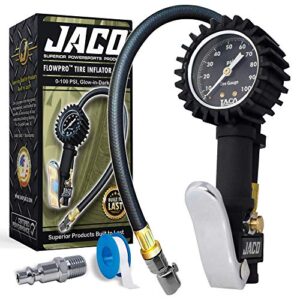 jaco flowpro tire inflator with pressure gauge - 100 psi
