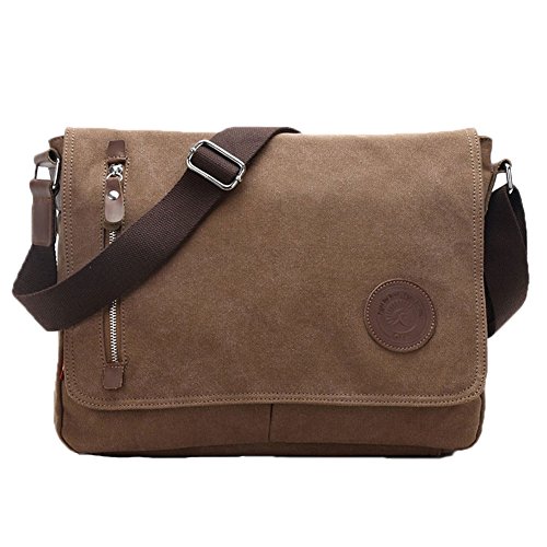 Small Messenger Bag for Men Women Casual Work Bag Canvas Satchel Bag Bookbag for School Traveling Camping