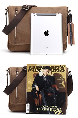 Small Messenger Bag for Men Women Casual Work Bag Canvas Satchel Bag Bookbag for School Traveling Camping