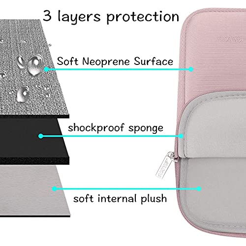 MOSISO Laptop Sleeve Compatible with MacBook Air 15 inch M2 A2941 2023 / Pro 15 A1990 A1707, 15 inch Surface Laptop 5/4/3, Dell XPS 15, HP Stream 14 inch, Neoprene Bag with Small Case, Baby Pink