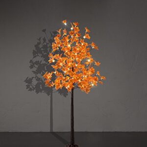 LIGHTSHARE 6FT 120LED Artificial Lighted Maple Tree Warm White Fall Decorations Indoor Ourdoor, Orange