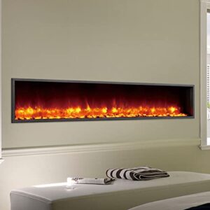 dynasty harmony 79 inch electric fireplace - modern, linear design with multiple flame colors & remote control | hardwire or plug-in installation, supplemental zone heat