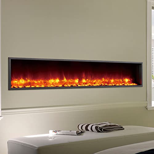 Dynasty Harmony 79 Inch Electric Fireplace - Modern, Linear Design with Multiple Flame Colors & Remote Control | Hardwire or Plug-in Installation, Supplemental Zone Heat