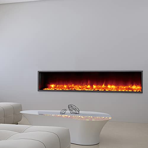 Dynasty Harmony 79 Inch Electric Fireplace - Modern, Linear Design with Multiple Flame Colors & Remote Control | Hardwire or Plug-in Installation, Supplemental Zone Heat