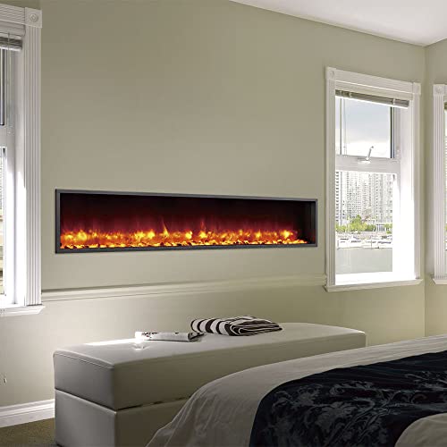 Dynasty Harmony 79 Inch Electric Fireplace - Modern, Linear Design with Multiple Flame Colors & Remote Control | Hardwire or Plug-in Installation, Supplemental Zone Heat