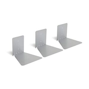 Umbra Conceal Floating Bookshelf, Large, Silver, Set of 3