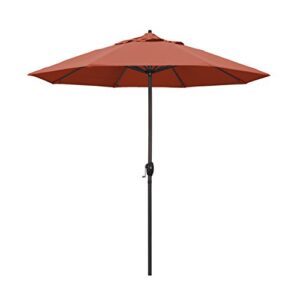 california umbrella 9' round aluminum patio umbrella, crank lift, auto tilt, bronze pole, terracotta olefin