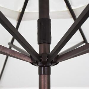 California Umbrella 9' Round Aluminum Patio Umbrella, Crank Lift, Auto Tilt, Bronze Pole, Terracotta Olefin