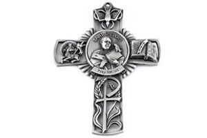 pewter catholic saint st gregory pray for us wall cross, 5 inch