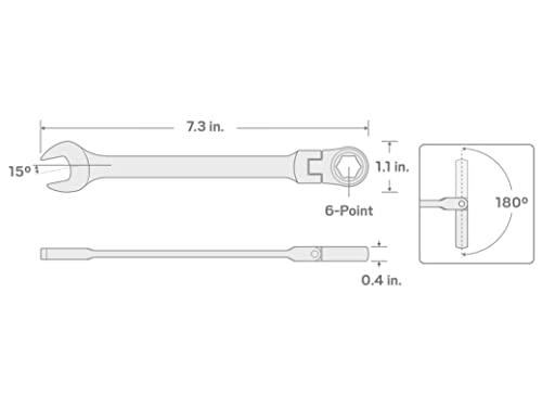 TEKTON 1/2 Inch Flex Ratcheting Combination Wrench | WRN57010