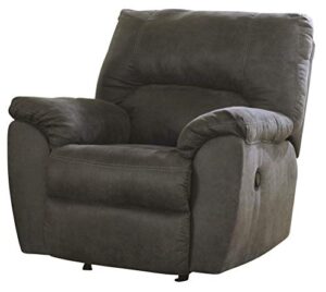 signature design by ashley tambo faux leather manual rocker recliner, gray
