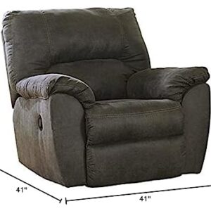 Signature Design by Ashley Tambo Faux Leather Manual Rocker Recliner, Gray