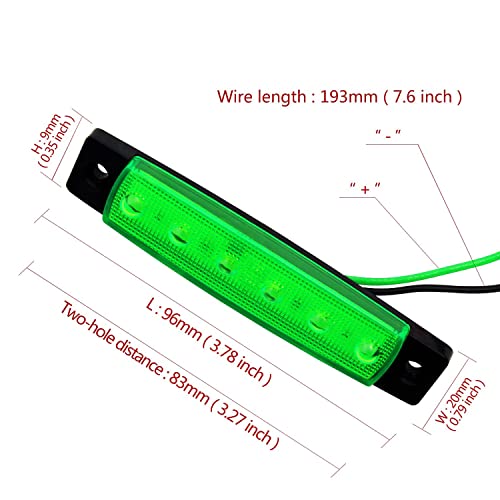 FXC 10x 6 LED Clearence Truck Bus Trailer Side Marker Indicators Light Tail Taillight Brake Stop Lamp 12V (Green)¡­