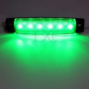 FXC 10x 6 LED Clearence Truck Bus Trailer Side Marker Indicators Light Tail Taillight Brake Stop Lamp 12V (Green)¡­