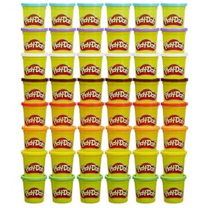 play-doh bulk pack of 48 cans, 6 sets of 8 modeling compound colors, perfect for halloween treat bags, party favors, arts & crafts, 3oz, preschool toys 2+ (amazon exclusive)