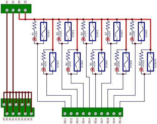 Electronics-Salon Panel Mount 10 Position Power Distribution Fuse Module Board, for AC/DC 5~32V