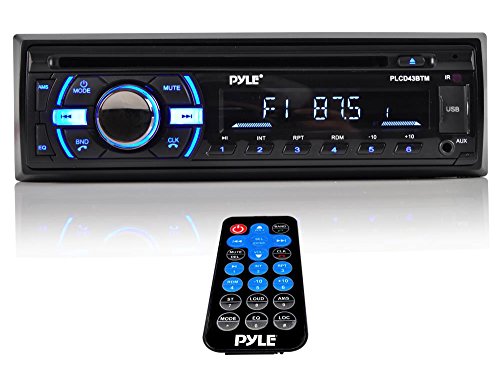 Pyle Boat Bluetooth Marine Stereo Receiver - Marine Head Unit Din Single Stereo Speaker Receiver - Wireless Music Streaming, Hands-Free Calling, CD Player/MP3/USB/AUX/ AM FM Radio -PLCD43BTM (Black)
