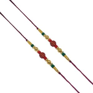 set of two rudraksha rakhi thread. raksha bandhan gift for your brother vary color and multi design