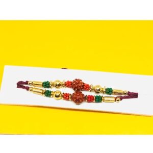 Set of Two Rudraksha Rakhi Thread. Raksha bandhan Gift for your Brother Vary Color and Multi Design