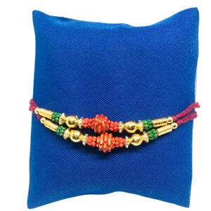 Set of Two Rudraksha Rakhi Thread. Raksha bandhan Gift for your Brother Vary Color and Multi Design